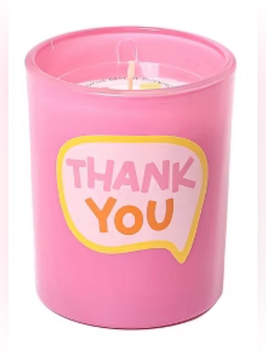 Other - Painted Glass Candle THANK YOU Blooming Agave scented